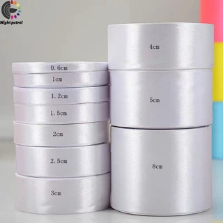 ริบบิ้นผ้าซาติน สีขาว 0.6-4ซม.สําหรับตกแต่งงานหัตถกรรมDIY(พร้อมส่ง)