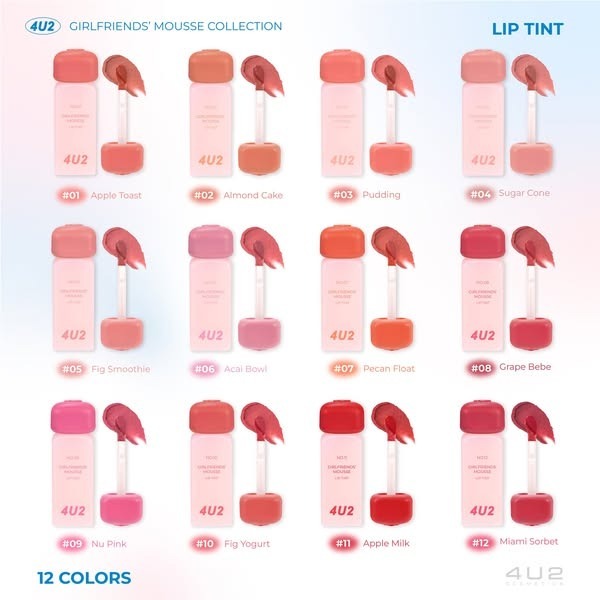 4U2 - Girlfriends' Mousse Lip Tint (3g.) โฟร์ยูทู เกิร์ลเฟรนด์ส มูส ลิป ทินท์ ลิปสติก รูปที่ 2