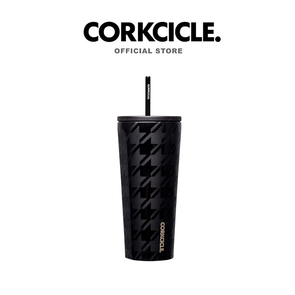 Corkcicle กระบอกน้ำ 24 oz (710 ml) Cold Cup Tumbler | Onyx Houndstooth ดำ | Keeps Cold เก็บเย็น 12hrs | แก้วพกพา