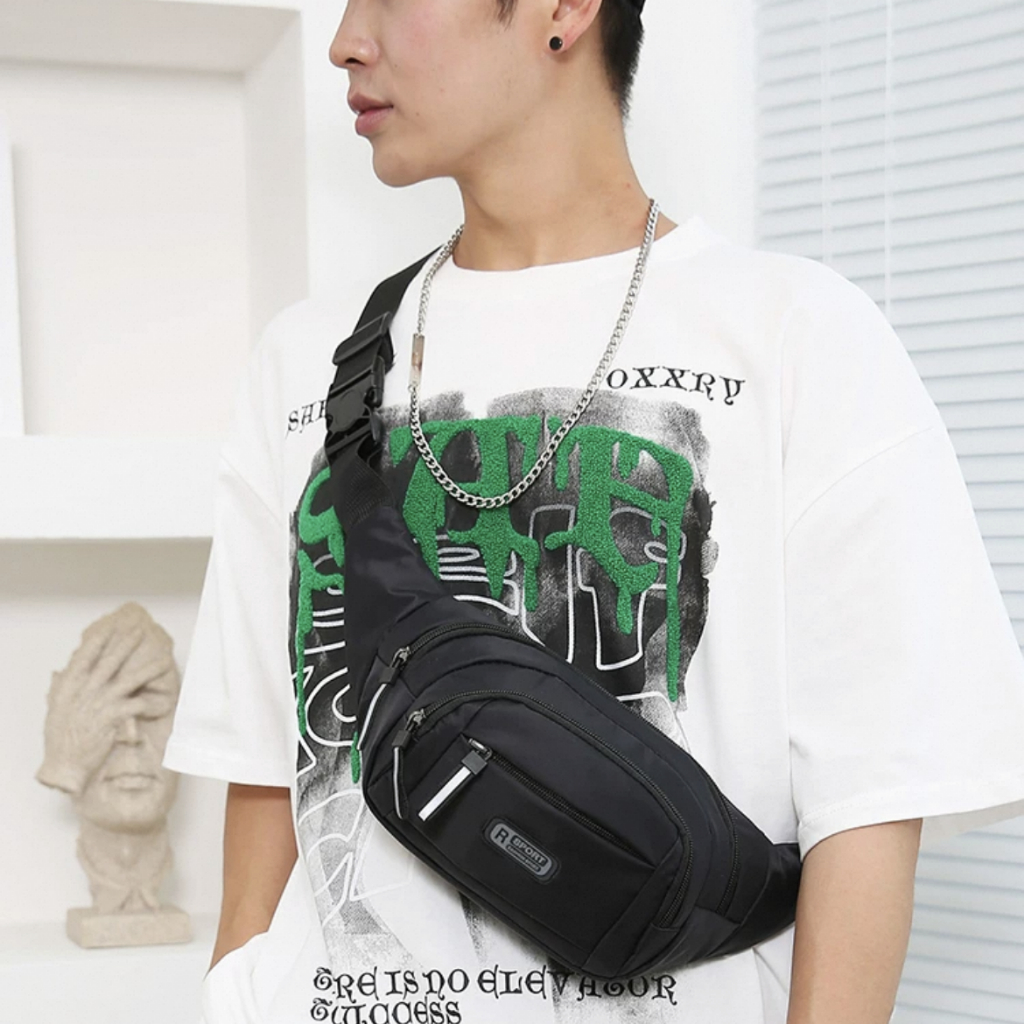 กระเป๋าใส่โทรศัพท์มือถือมัลติฟังก์ชั่น Unisex กระเป๋าคาดเอวความจุขนาดใหญ่หลายชั้น