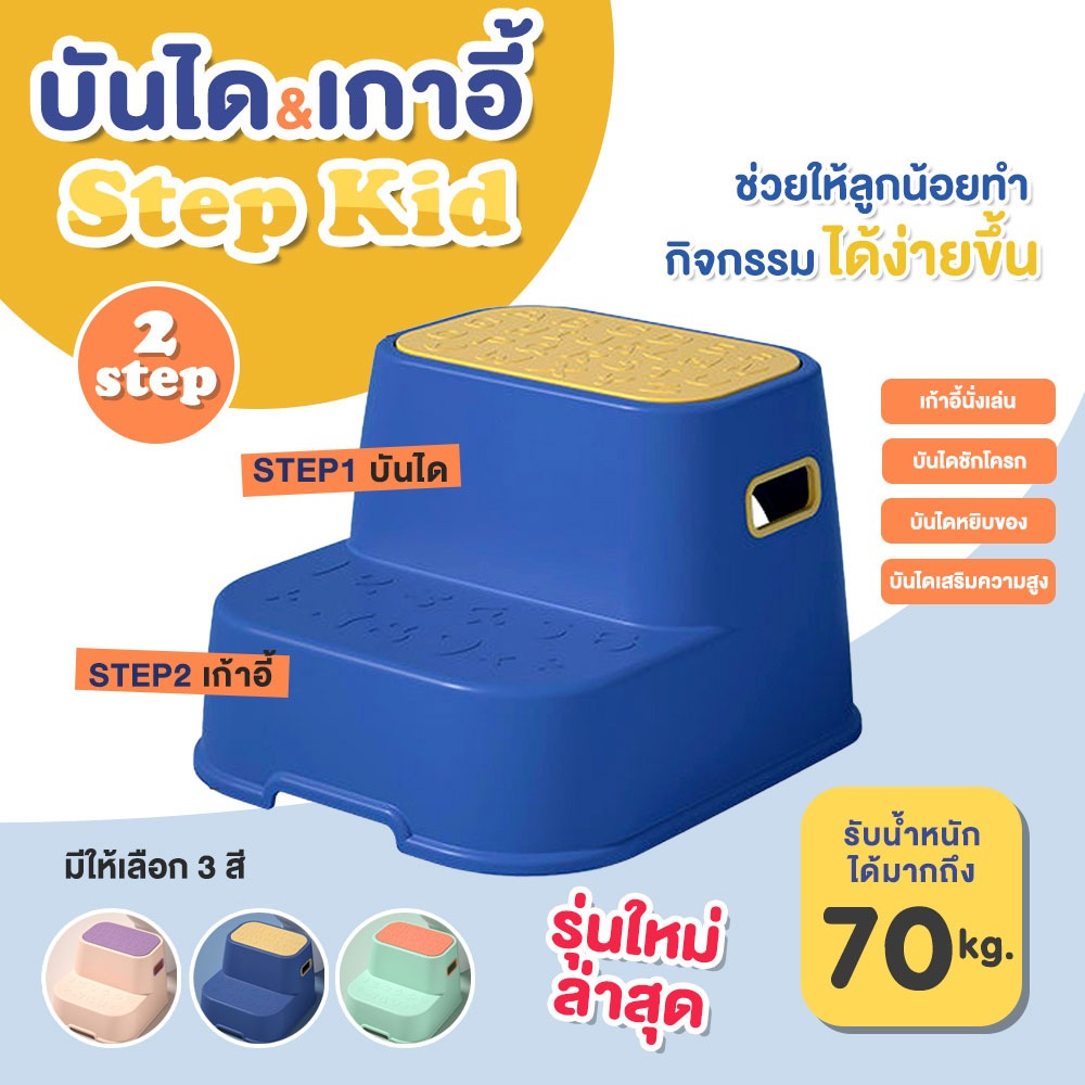 บันได2STEP บันไดปีนสำหรับเด็ก ที่วางเท้ากันลื่นเด็ก เก้าอี้เหยียบล้างมือเด็ก บันไดชักโครกเด็ก มีกันลื่น