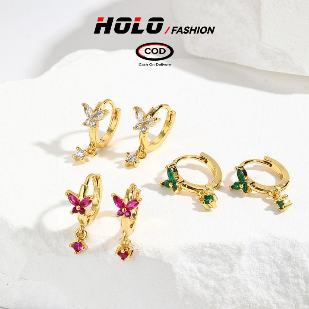 สุภาพสตรีอารมณ์เรียบง่ายต่างหูสตั๊ด 2CM รูปผีเสื้อการออกแบบที่ไม่ซ้ำกันภายใน 6 สี