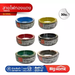Big Home : สายไฟทองแดง GOAL THW 1x4 ตร.มม. 30 เมตร (ม้วน)
