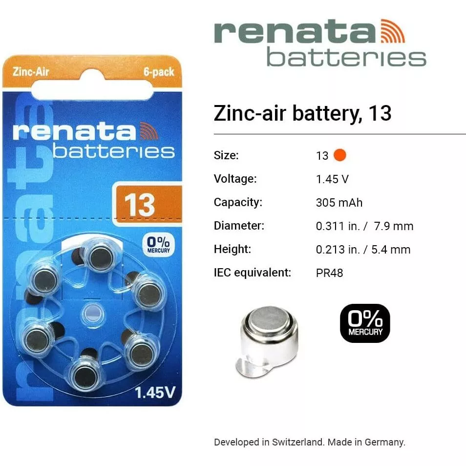 ถ่านเครื่องช่วยฟัง Renata ZA10 / ZA13 / ZA312 / ZA675 1.45V thumbnail 7