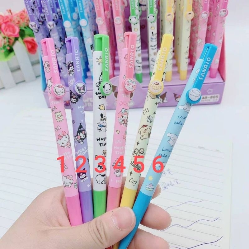 เข้าใหม่🎉😀พร้อมส่งจากไทย❗❗กดขั้นต่ำ2ชิ้นรวมได้ทั้งร้านนะคะ🥳ปากกาลูกลื่นแบบกด ลายซานริโอ้ ขนาดหัว 0.5 หมึกสีน้ำเงิน