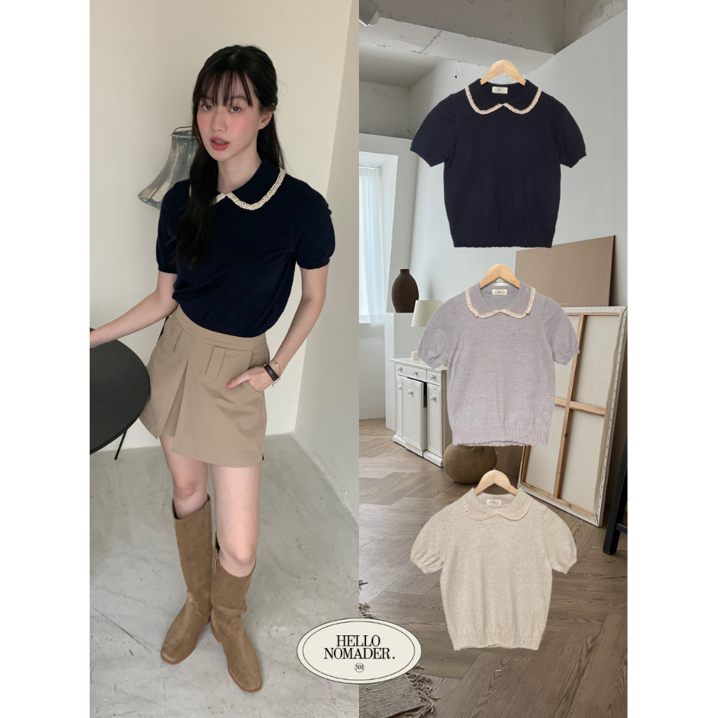 NOMADE.& พร้อมส่ง Winery polo top {เสื้อแขนสั้นคอบัว}