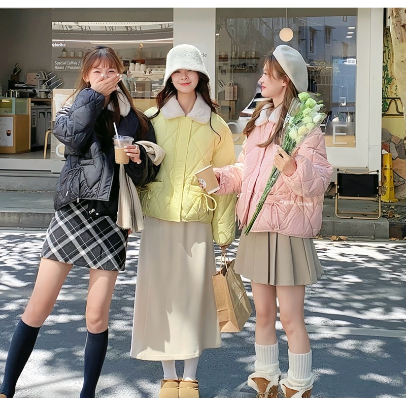New Jelly Bow R076พร้อมส่ง เสื้อกันหนาวเสื้อโค้ท แต่งปกคอ