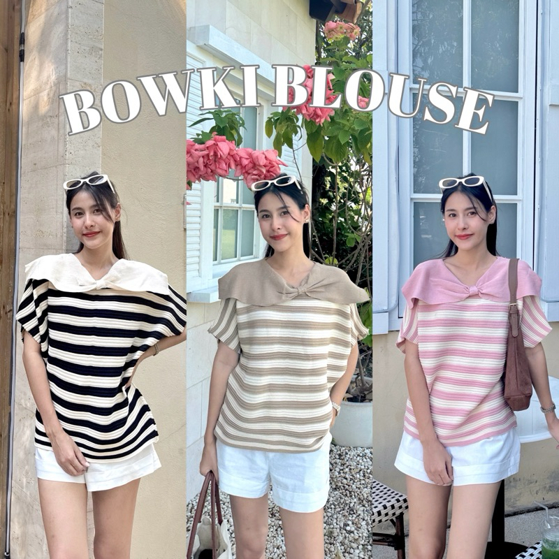 19JAN.STUDIO : BOWKI BLOUSE เสื้อยืดทรงโอเวอร์ไซส์ลายทาง ดีเทลน่ารัก