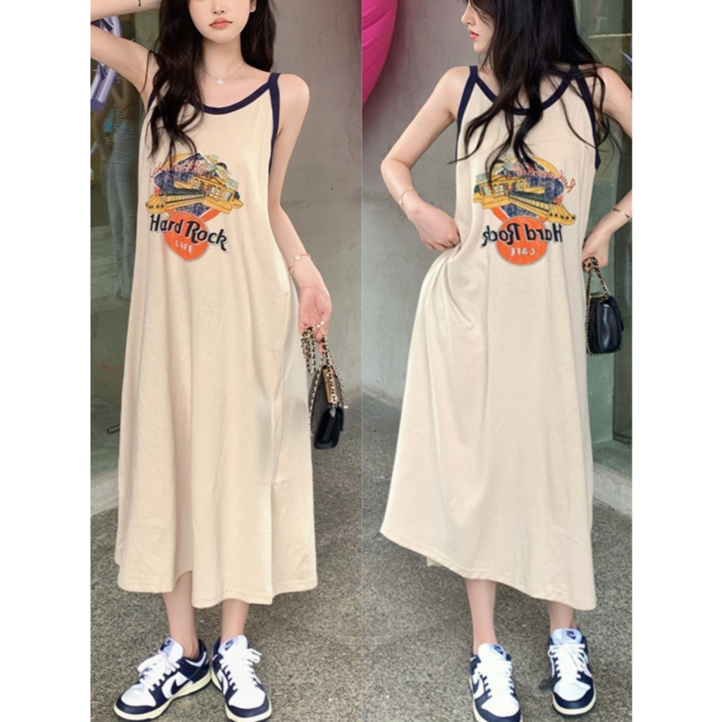 เดรสผู้หญิง🎀100%cottonสไตล์ลำลอง ชุดเดรสยาว ชุดเที่ยวทะเล เนื้อผ้าใส่สบาย เดรสทรงหลวม