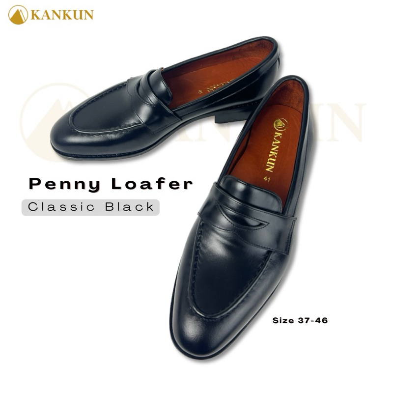 KANKUN Penny Loafer Classic Black รองเท้าหนังวัวแท้ เกรดพรีเมี่ยม นำเข้าจากญี่ปุ่น ทรงสวย สวมใส่สบาย พื้นนุ่มพิเศษ