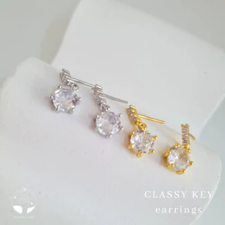 MNL💗ต่างหูเพชรโมซาไนต์ Classy Key เครื่องประดับแฟชั่น เงินแท้925 ไม่ลอกดำ มินิมอล ออกงาน วันเกิด ของขวัญ ผู้หญิง ใส่ง่าย
