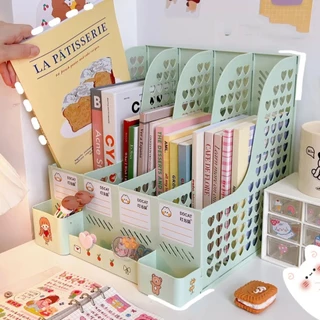 ชั้นวางหนังสือ 4ช่อง ชั้นจัดเก็บหนังสือ กล่องใส่แฟ้ม กล่องใส่เอกสาร แฟ้มใส่เอกสาร ที่ใส่หนังสือ จัดระเบียบโต๊ะ