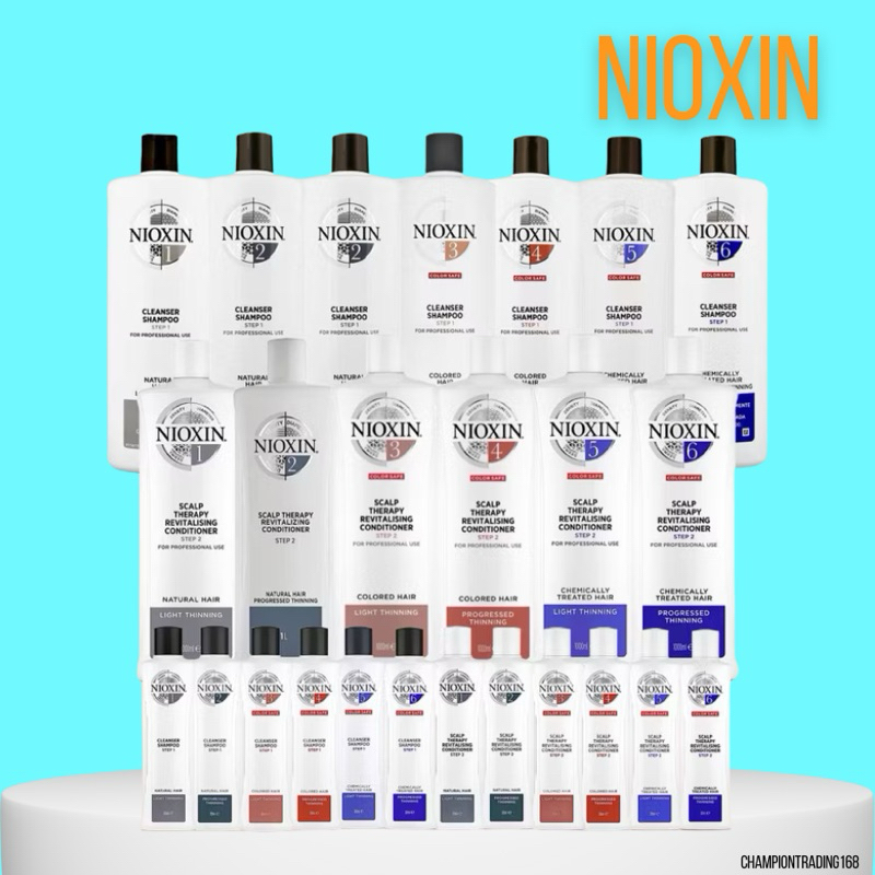 NIOXIN CLEANSER SYSTEM  300 1000 ML. สูตร 1 ถึง 6 ลดการหลุดร่วงเส้นผม แชมพู ครีมนวดผม