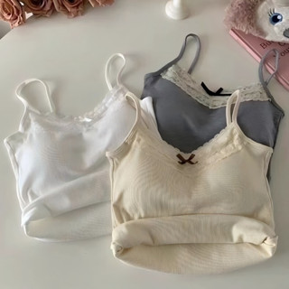 YY58 มาใหม่ เสื้อสายเดี่ยว ดีเทลลายโบว์กลางเสื้อ มินิมอลสไตล…