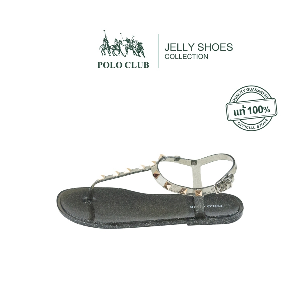 POLO CLUB รองเท้ายาง รุ่น JL-2832 สีดำกริสเตอร์ | รองเท้ารัดส้นผู้หญิง