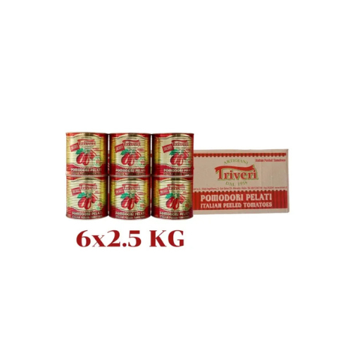 มะเขือเทศปอกเปลือก 2.5 กก. x6 กระป๋อง – Triveri – อิตาลี 100% ไม่มีสารกันบูด