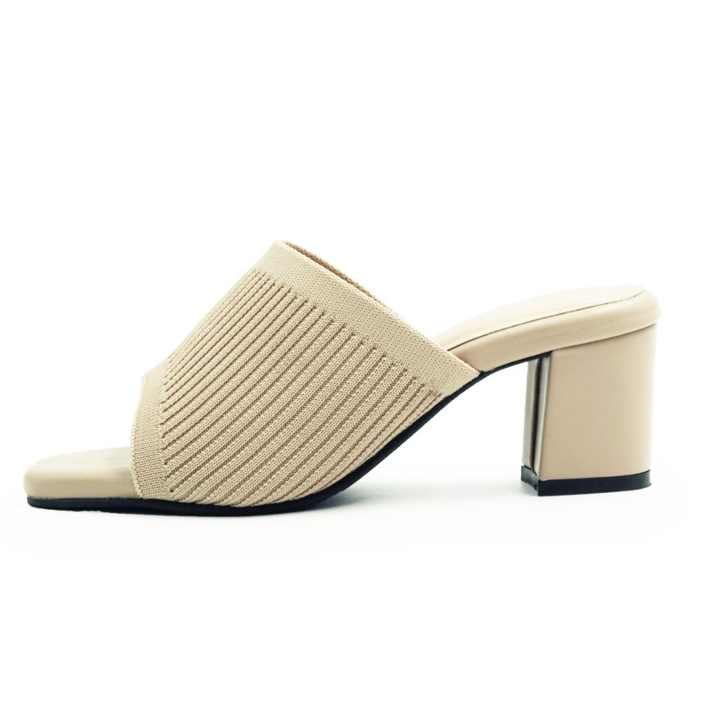 SENSO รองเท้าส้นPUแแบบสวมหน้าผ้ายืด ซับผ้า (PU HEEL) J58046