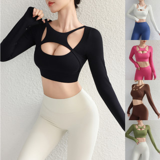 ✨รุ่นใหม่✨YOGA-664 (CX48) เสื้อครอปโยคะแขนยาว เสื้อบราออกกำลังกายแขนยาว รุ่นใหม่ ทรงสวยใส่สบาย