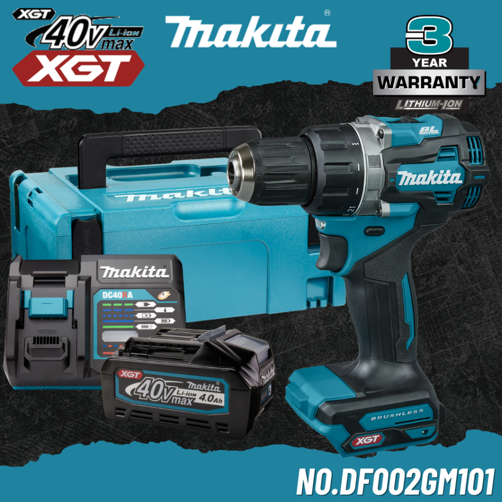 MAKITA สว่านไขควงไร้สาย 40V  ขนาด 1/2" 65Nm. No.DF002GM101 (รวมแบตเตอรี่และแท่นชาร์จ)