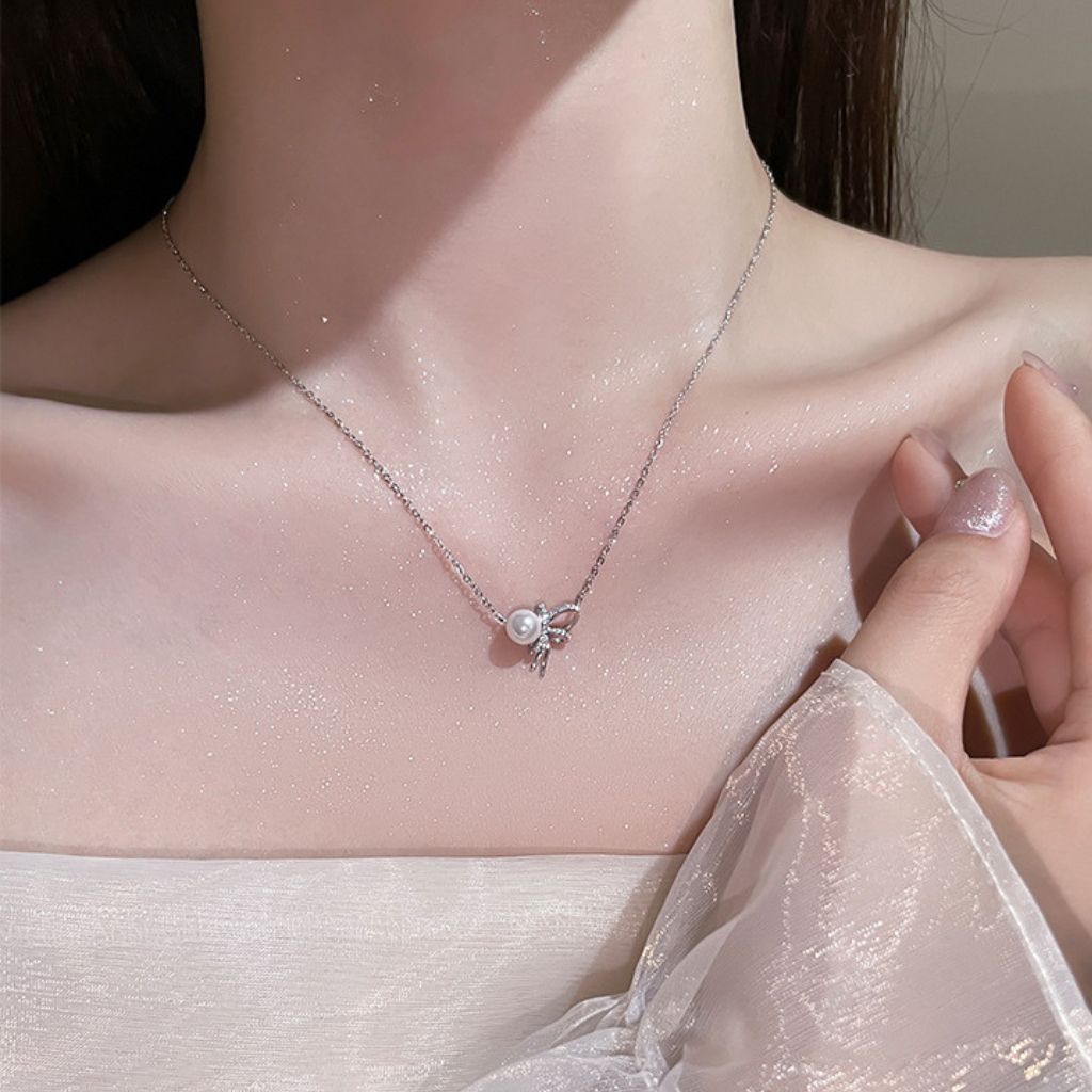 nnjew สร้อยคอ เงินแท้ 92.5% รุ่น Moonlit Charm ไข่มุก ทรง รูปที่ 6