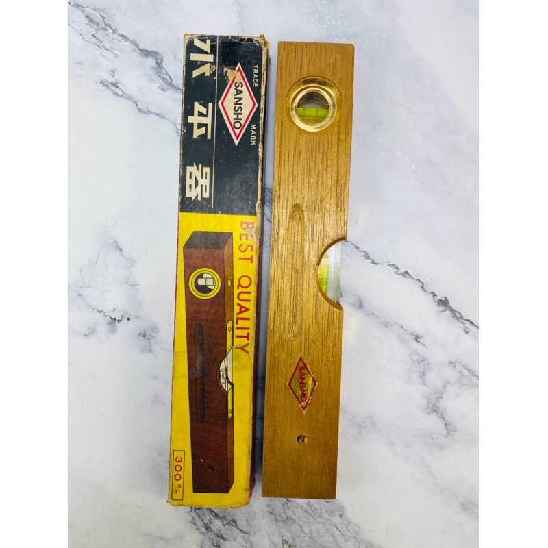 Vintage ระดับน้ำไม้ ยี่ห้อ SANSHO ขนาด 30ซม.MADE IN JAPAN (Mar29-SAN)