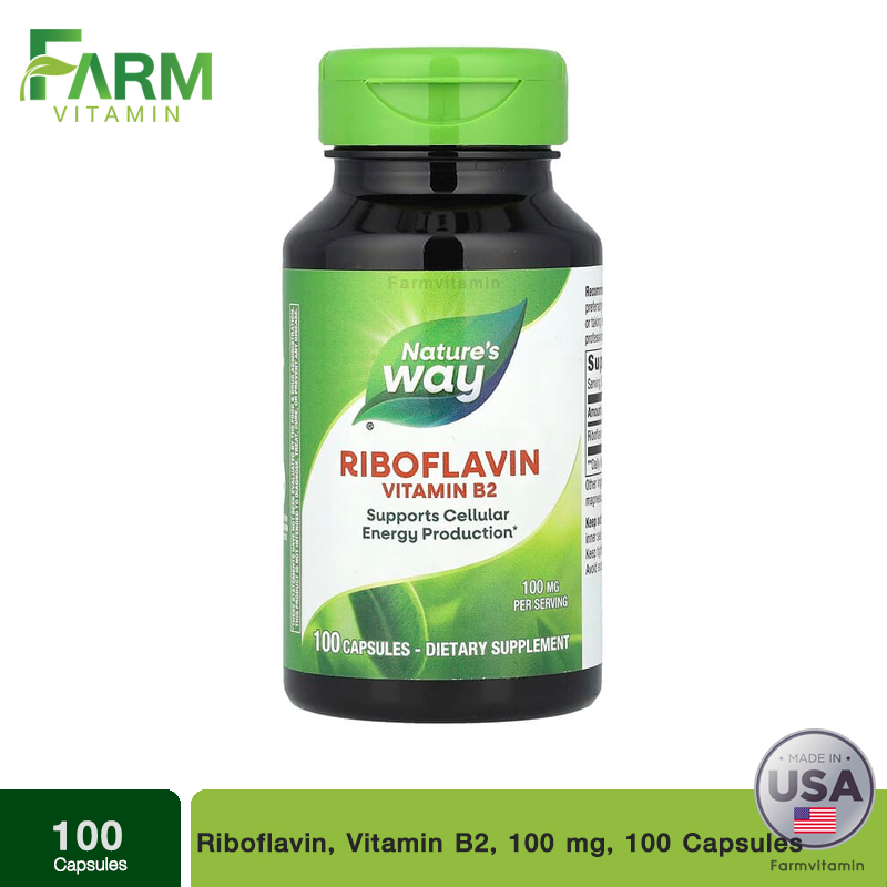 Nature's Way, Riboflavin, Vitamin B2, 100 mg, 100 Capsules