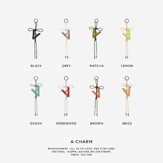 Pavi Studio - Charm A ที่ห้อยกระเป๋าลาย A หนังแท้ มี 8 สี