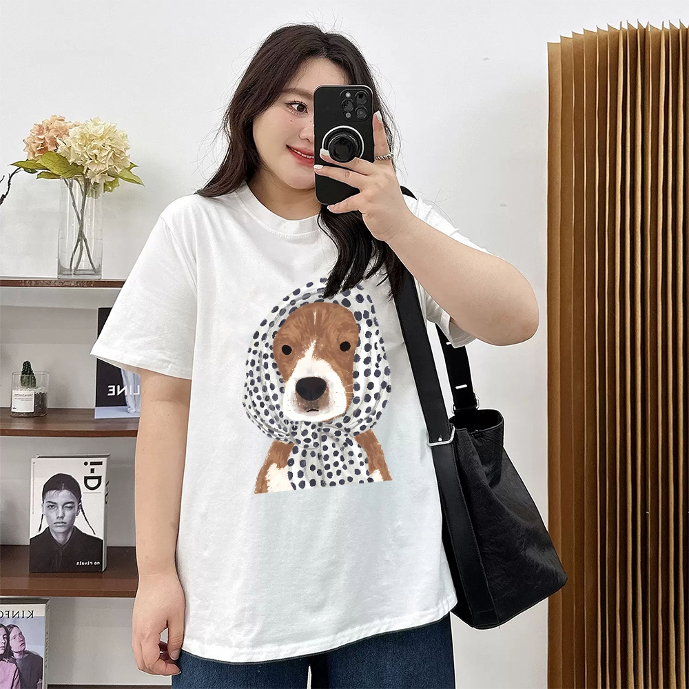Teddy Tee เสื้อยืดสาวอวบ สวมใส่สบาย เสื้อลายหมา สาวอวบ พรางหุ่น ไม่แน่น ผ้าฝ้าย100% เสื้อน่ารัก xxxl ราคา ถูกที่สุด ดีลบีเคเค แกลเลอรีภาพที่ 4