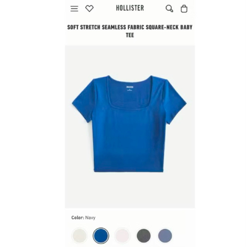 Holister Size S  เสื้ิยืดผ้านิ่มมากยืดหยุ่นได้ดีอก 32 ยืดถึง 45 ความยาว 17 ทรงคอเหลี่ยมสีน้ำเงิน C38