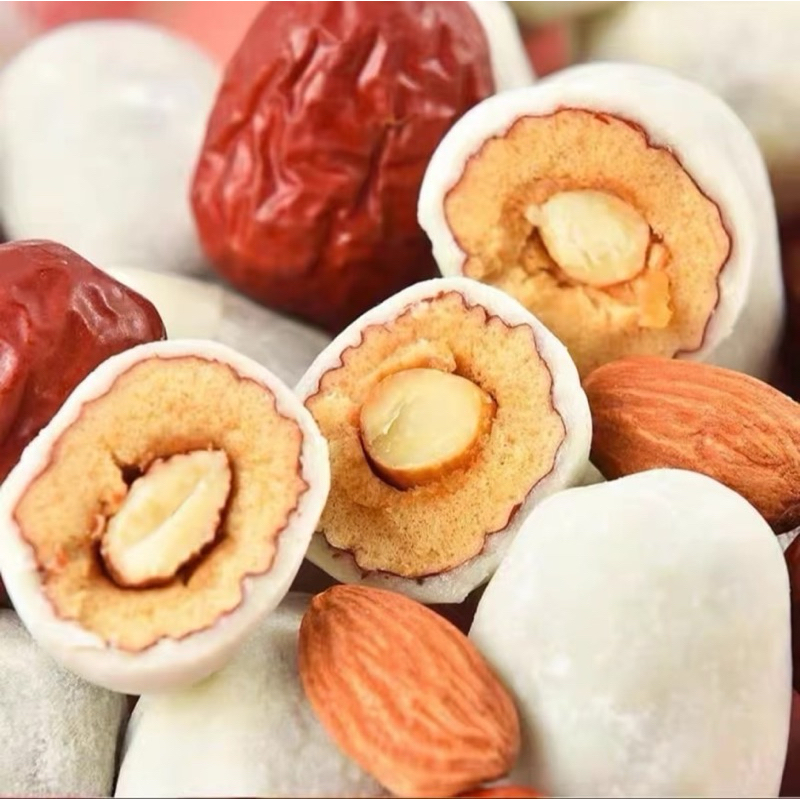 1แถม1 พุทรานมชีส สอดไส้อัลมอนด์ หอมนมชีส เคี้ยวหนึบ  เคี้ยวเพลิน อร่อยลงตัวสุดๆ 250กรัม แถม 250กรัม=