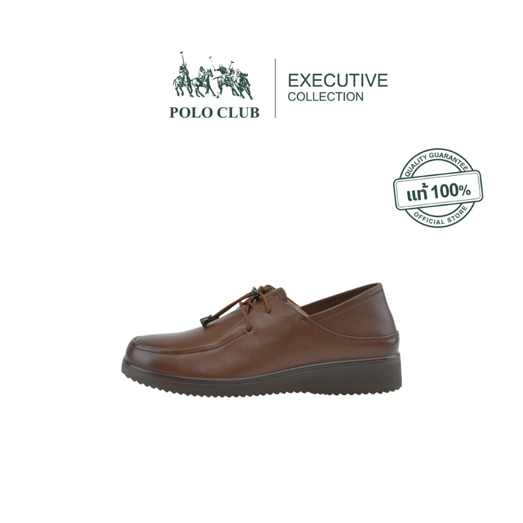 POLO CLUB รองเท้าหนัง รุ่น EX-1961 สีน้ำตาล | รองเท้าคัดชูผู้หญิง ปรับเชือกและเหยียบส้นได้