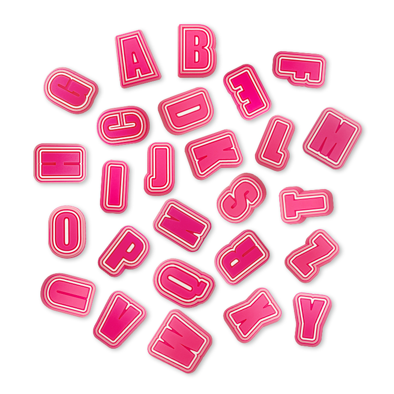 KONNICHIWA  Jibbitz ตัวอักษร A-Z สำหรับติดรองเท้าแตะ และติดกระเป๋า มีให้เลือก 2 สี 26 ตัวอักษร