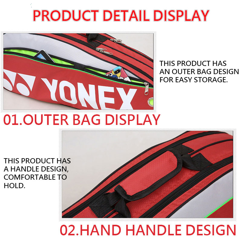 พร้อมส่ง กระเป๋าแบดมินตัน กระเป๋าเทนนิส ของแท้ กันน้ำ ความจุขนาดใหญ่ กระเป๋าแบดมินตันใส่รองเท้าได้ badminton bag - รูปที่ 4