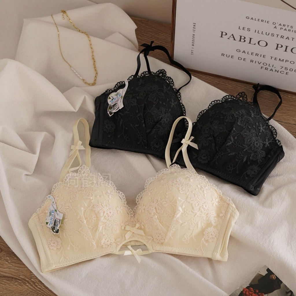 CherryLace👙ชุดชั้นในเซ็กซี่ไร้โครง ผ้าลูกไม้น่ารัก ฟองน้ำดันทรงสวย เนื้อผ้านุ่ม ระบายอากาศดี สวมใส่สบาย สำหรับผู้หญิง