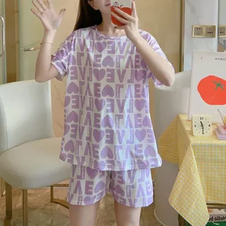 ⚡Cynthia_Shop⚡ ชุดนอน คอกลมเสื้อแขนสั้นลายการ์ตูนน่ารักมากๆ ผ้าคอตตอน เนื้อผ้านิ่ม ใส่สบาย ฟรีไซส์ #6004