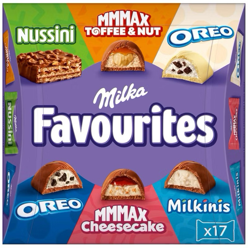 Milka Favourites Mix  ช็อกโกแลตรวม 6 รสชาติ 15 ชิ้น ขนาด 141 g