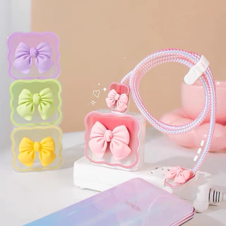 🔥ราคาถูกที่สุด ชุดพันสาย สำหรับ iPhone เคสหัวชาร์จ ลายการ์ตูน ตัวถนอมสาย USB C 20W 18W 35W