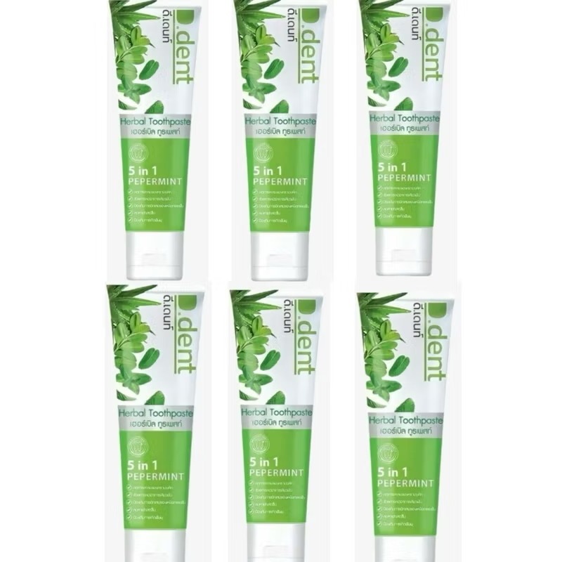 [6 หลอด] ของแท้ D.Dent ยาสีฟัน ดีเดนท์ [100 กรัม] ยาสีฟันดีเด้นท์​ ยาสีฟันสมุนไพร