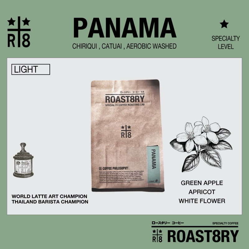 เมล็ดกาแฟ Panama คั่วกลางค่อนอ่อนโทน Tropical fruit สำหรับ filter และ Espresso