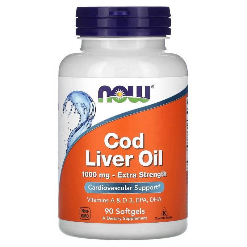 น้ำมันตับปลาค็อด NOW Foods, Cod Liver Oil, Extra Strength, 1,000 mg, 90 Softgels