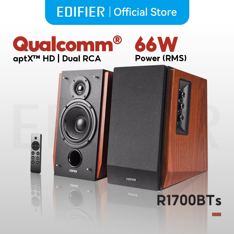Edifier R1700BTs Active 2.0 ลำโพงบลูทูธ 66W RMS พร้อมซับวูเฟอร์ไลน์เอาท์, บลูทูธ V5.0, RCA คู่