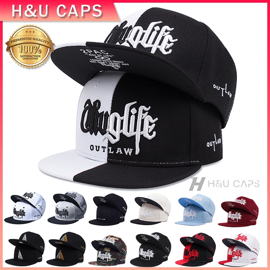 หมวกฮิปฮอป Thug Life งานปักตัวอักษร หมวกบาส หมวกไซส์ใหญ่ ระบายอากาศดี ใส่เที่ยว ปาร์ตี้ หมวกกีฬา ของขวัญวันหยุด