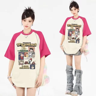 เสื้อยืดแฟชั่นผู้หญิงกําลังฮิตใหม่ล่าสุด oversize เสื้อผ้าคนอ้วนไซส์ใหญ่ เสื้อโอเวอร์ไซส์เกาหลี ลายการ์ตูนน่ารักๆ สวยๆ