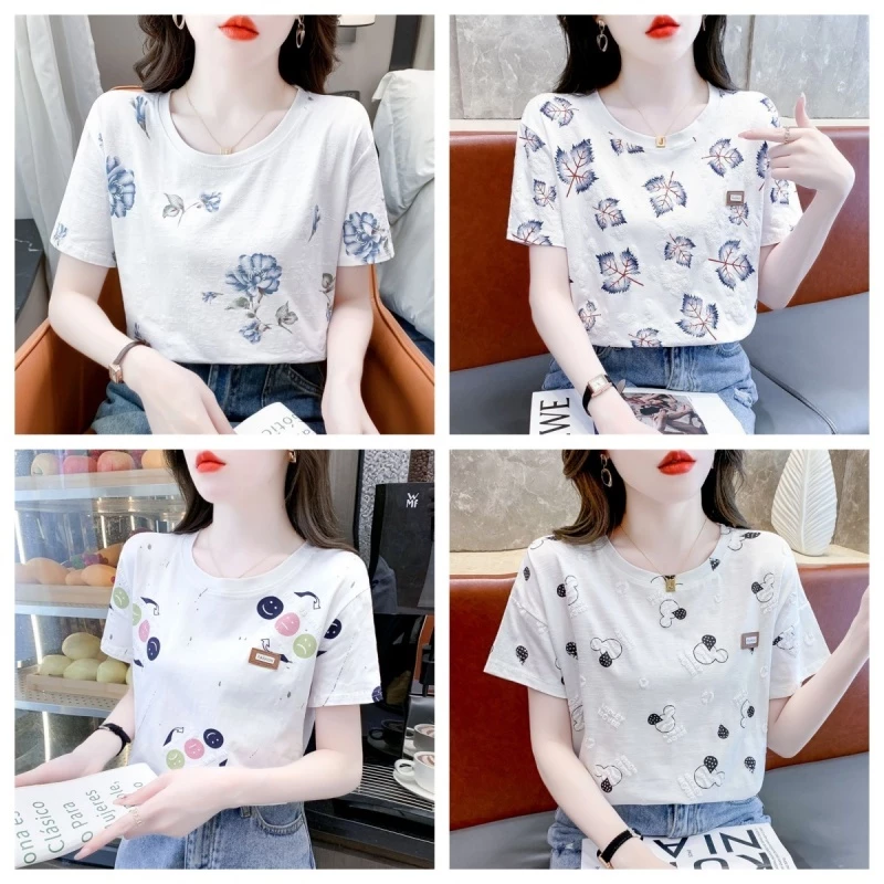 ⭐Summer⭐832ส่งไวจากไทย2XL-S เสื้อผ้าสตรี ins สไตล์ใหม่ หลวม ครึ่งแขน เสื้อยืด