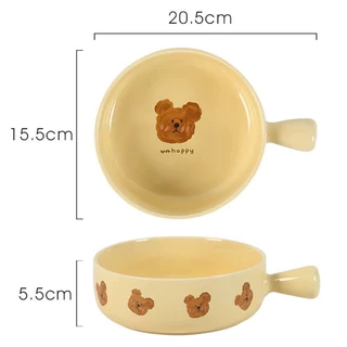 🏷️[Home] ♡ จานเซรามิค 𝗕𝗲𝗮𝗿 จานหมี 🐻 ชามหมี จานใส่อเนกประสงค์ สไตล์เกาหลี เข้าเตาไมโคเวฟได้ ♡ ชามสลัด
