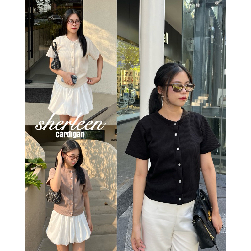 ล็อตสุดท้าย❌ HAPTOP27 sherleen cardigan เสื้อคาร์ดิแกนแขนสั้น สไตล์ลูกคุณ (happysummer.bkk)
