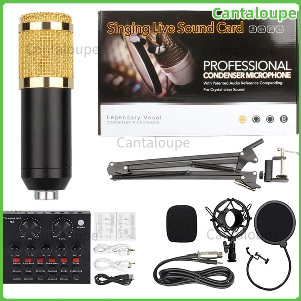 ไมค์อัดเสียง ไมค์ คอนเดนเซอร์ BM800 พร้อม ขาตั้งไมค์โครโฟน และอุปกรณ์เสริม (โช้คอัพโลหะ)ครบชุด V8/V8