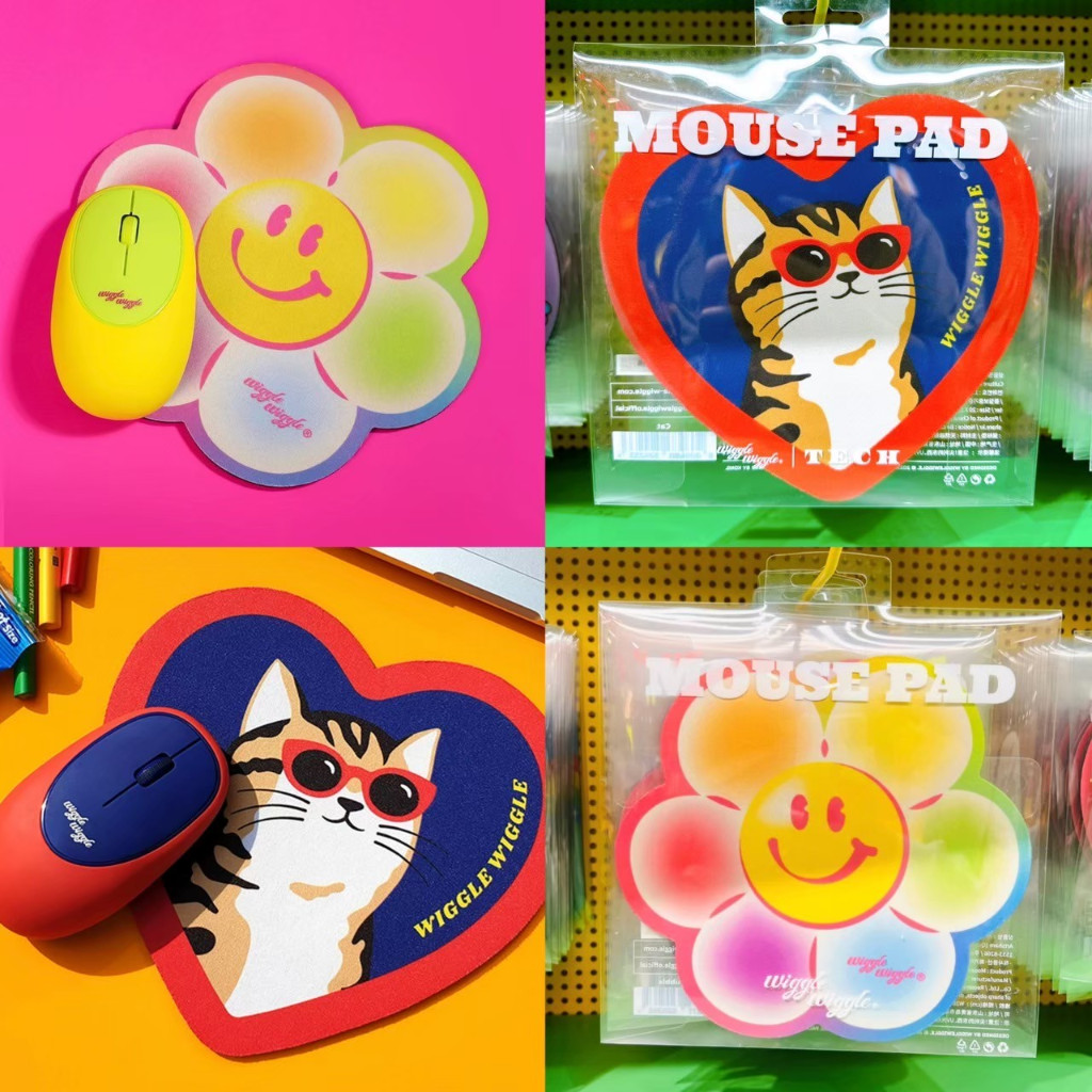 ส่งจากไทย🌈 Wiggle Wiggle แท้ 100% แผ่นรองเมาส์ Mouse Pad สีสันสดใส น่ารัก ใจฟู แต่งโต๊ะคอม 73012