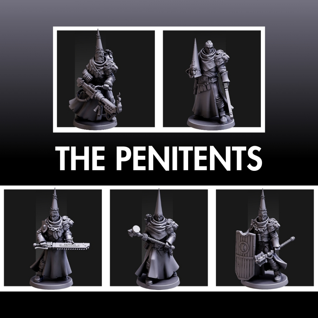 The Penitents - Humanoid Human Cultist / 28mm scale 3D printed miniature RPG