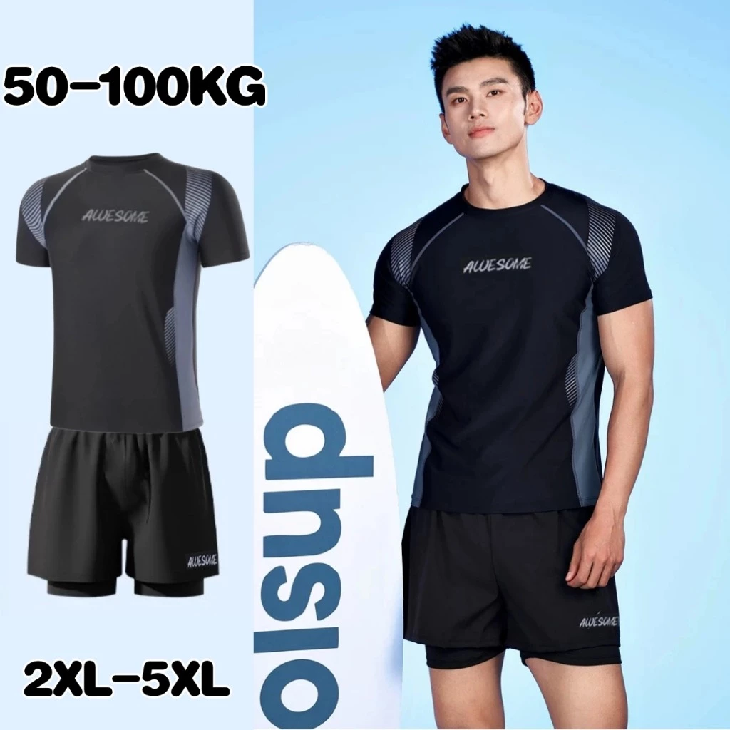 🔥2XL-6XL🔥ชุดว่ายน้ําผู้ชาย ทูพีช ชุดดำน้ำ ระบายอากาศได้ แห้งเร็ว ชุดว่ายน้ำ ผ้า2ชั้น สามารถใส่ดำน้ำได้